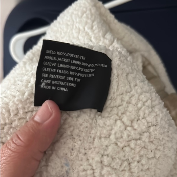 ZeroXposur Cream and Brown Jean Jacket with Cozy Hood - Picture 9 of 9